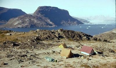 John Ferguson's camp on a fjord in Greenland
